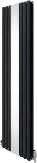 Radiateurs Monster Shop – 1800 x 500 mm | Gris Anthracite/Argent, Radiateur à Colonne Ovale & Miroir Intégré & Kit Robinet Thermostatique
