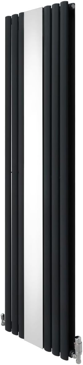 Radiateurs Monster Shop – 1800 x 500 mm | Gris Anthracite/Argent, Radiateur à Colonne Ovale & Miroir Intégré & Kit Robinet Thermostatique