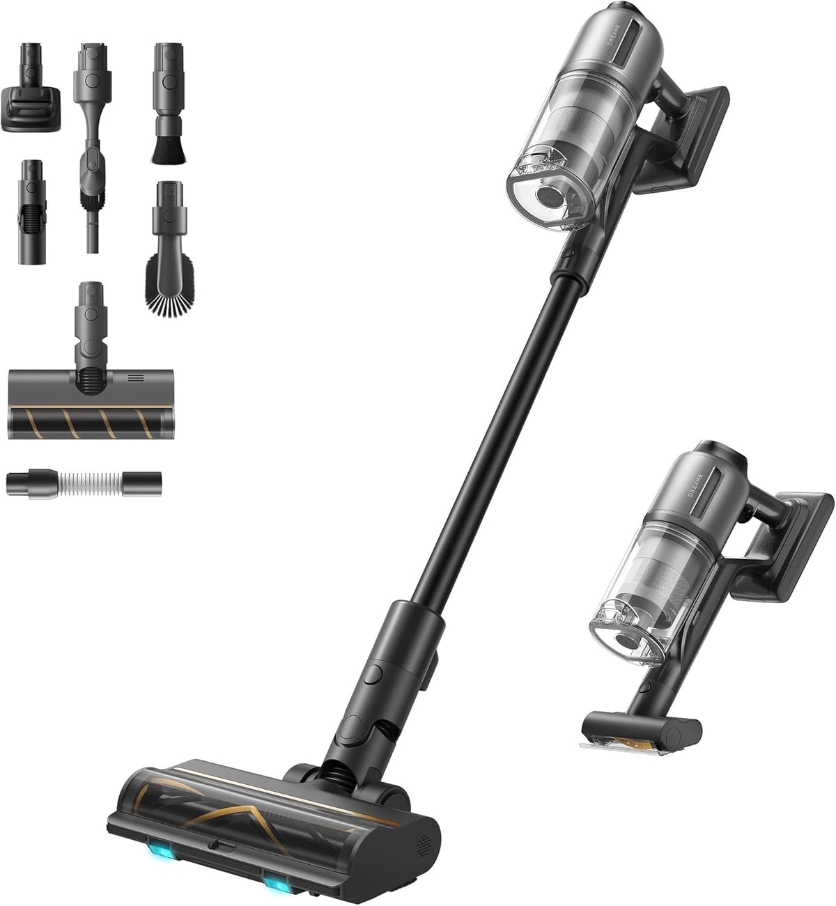 aspirateur balai sans fil dreame – aspirateur sans fil | Noir/Gris, 28 000PA / 310 AW – Moteur Haute Vitesse | Autonomie 90 Min, Filtre HEPA H14
