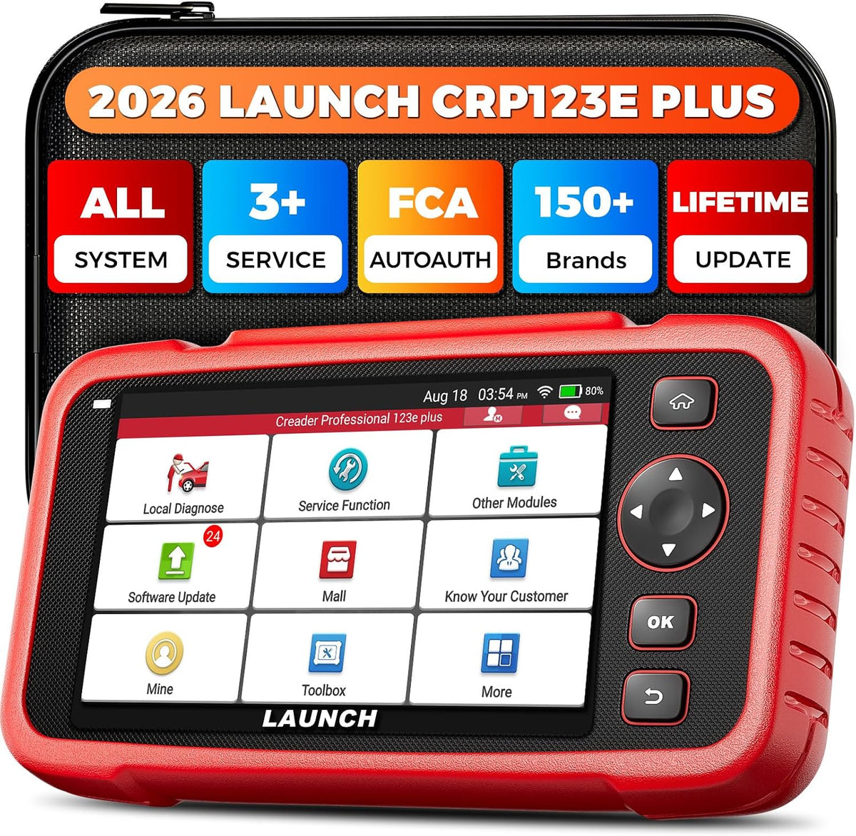 Outils diagnostics pour système de moteur OBD-II LAUNCH | Rouge/Noir, Scanner CRP123E Plus OBD2 – calibrage SAS