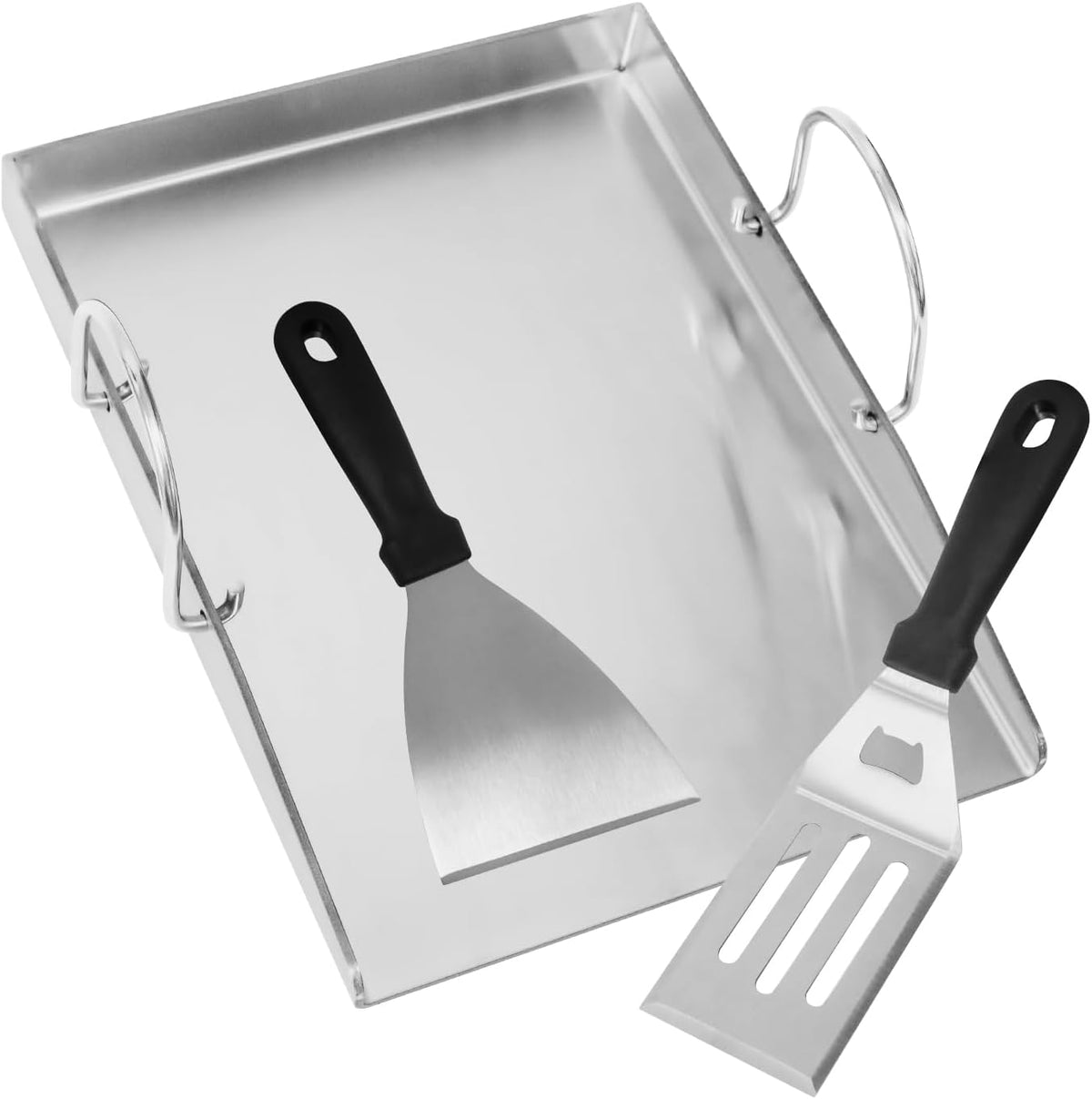 barbecue à charbon GIRXZYBX – 40 x 30 x 4 cm | Argent/Noir, en acier inoxydable – poignées amovibles