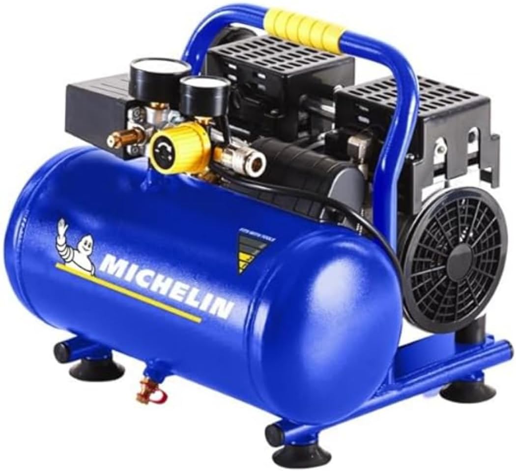MICHELIN Équipement pneumatique, 6 Litres – 8 bar | 106 l, 6.4 m – 59 dB | Bleu/Noir/Jaune