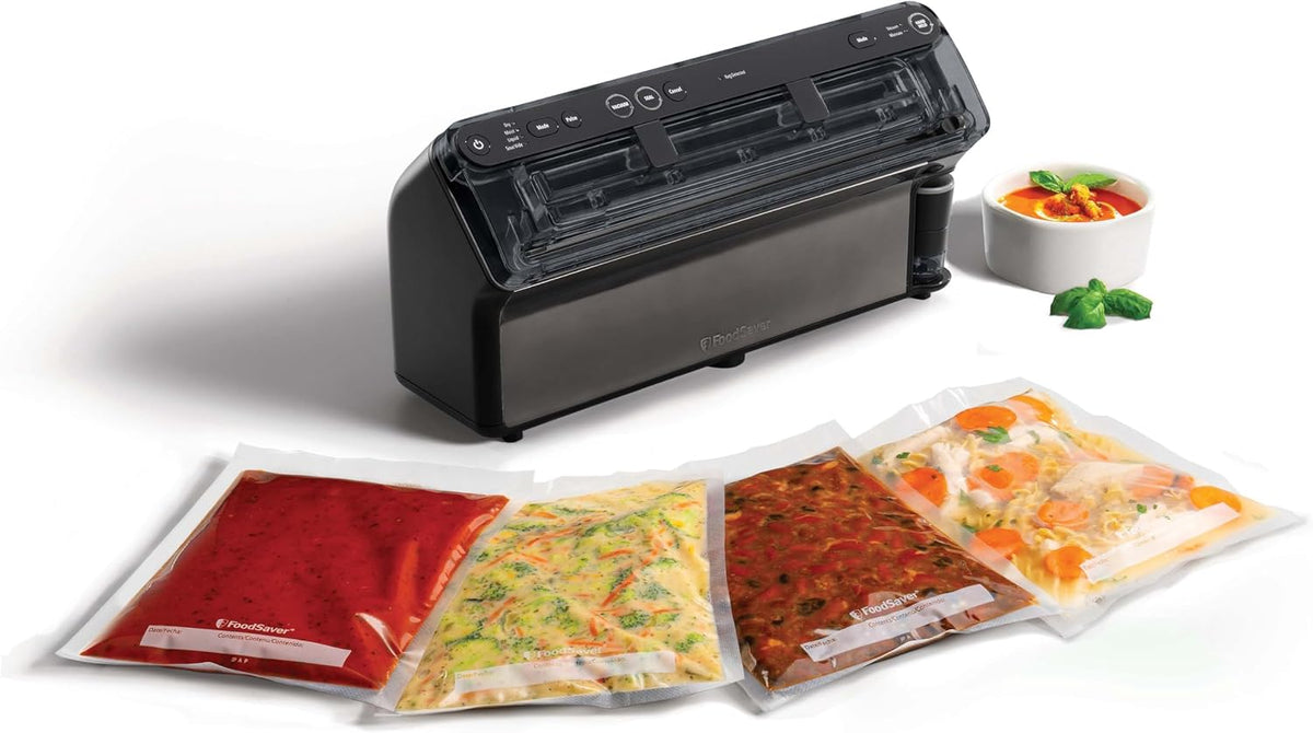 Appareils de mise sous vide FoodSaver – 28 cm | 2,43 m, 0,94 l – 3,78 l | Noir, Scelleuse Elite Tout-en-un Liquide+