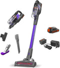 BLACK+DECKER aspirateur balai sans fil, aspirateur sans fil – 650 ML | 18 V, Violet/Gris – 3 Vitesses, Polyvalent et Flexible avec Suceur Plat et