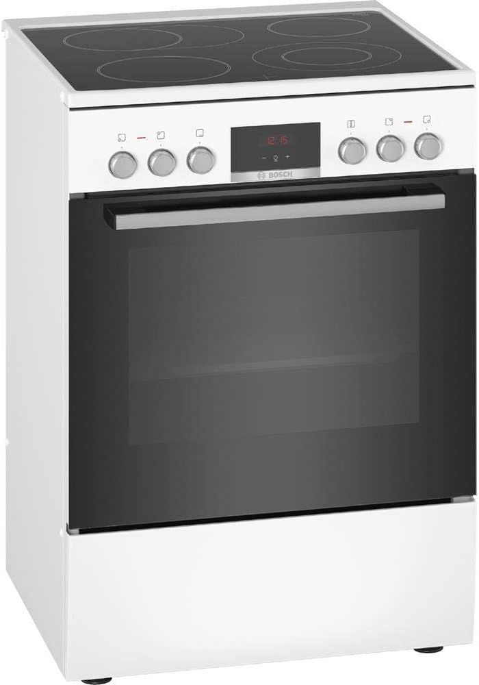 Bosch Cuisinières, 60 cm – Blanc/Noir | HKR39C220 Série 4 Cuisinière électrique, EcoClean Direct – aide au nettoyage