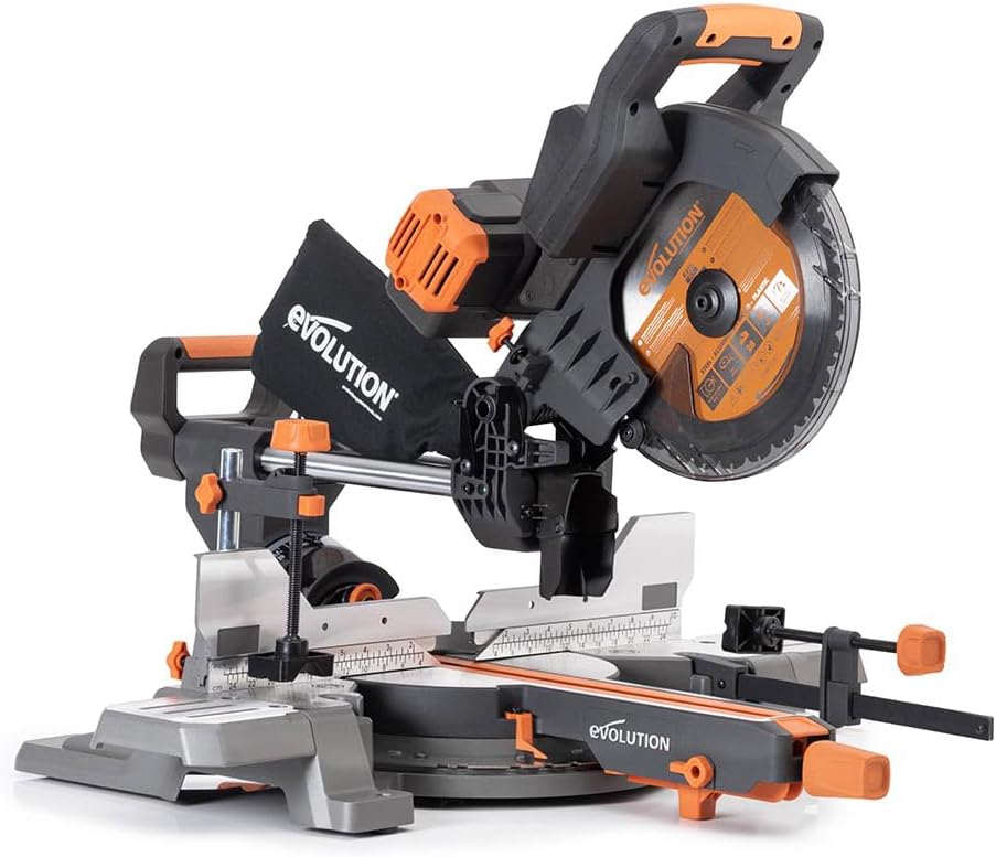 Outillage électroportatif Evolution Power Tools | 255 mm, Noir/Orange/Gris – coupe le bois le métal le plastique - Batteries non incluses