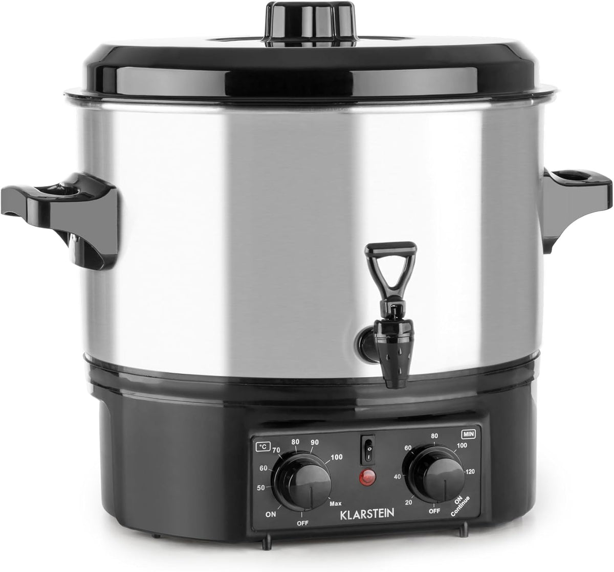 Électroménager spécialisé KLARSTEIN – env. 45.5 x 38 x 37 cm (LxHxP) | 16 l, 2000 w – Argent/Noir | Biggie Small - stérilisateur