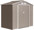 Outsunny Abris de jardin, 2,77 m – 213 x 130 x 185 cm | Marron Clair, Porte coulissante verrouillables et 4 aérations