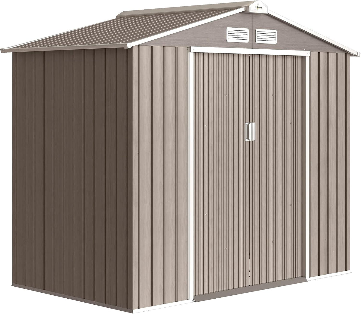 Outsunny Abris de jardin, 2,77 m – 213 x 130 x 185 cm | Marron Clair, Porte coulissante verrouillables et 4 aérations
