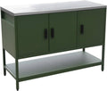 Cuisines d'extérieur sweeek – L 80 x P 51 x H 142 cm | Noir / Vert / Beige / Bleu gris, Cuisine d'extérieure en Acier Vert 3 Portes.1 étagère L120 cm