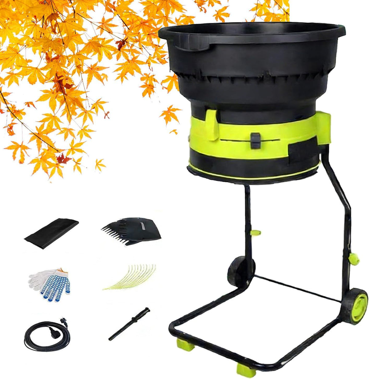 broyeur – 53 x 114 x 54 cm | 2500 W, vert et noir – et électrique de jardin avec contrôle réglable