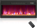 Cheminées électriques GOPLUS | 1500 W, Noir – Cheminée Electrique avec Effet Flamme LED | Chauffage Réglable 17-32℃