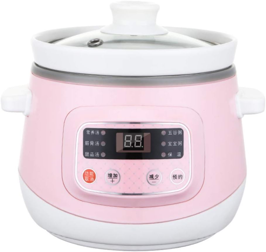 Marmite Mijoteuses, 1,2 L – 110-240 V | Rose/Blanc, mijoteuse électrique avec revêtement céramique – cuisinière électrique Intelligente pour Maison
