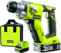 RYOBI Marteau perforateur, 18 V – 2.5 Ah | Vert/Noir/Gris, Perforateur SDS+ Sans Fil ONE+ R18SDS-125S – Mandrin SDS+