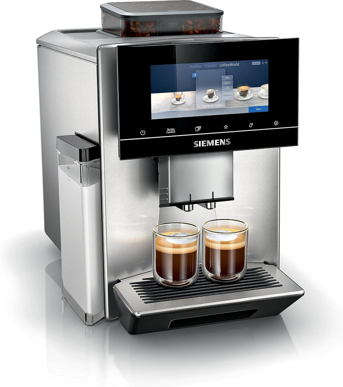 machine à café SIEMENS | cafetière, Noir/Argent – EQ900 TQ905R03 entièrement automatique avec moulin BaristaMode | eGrinder