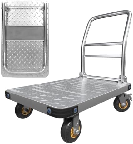 Chariots à 2roues Générique | 454 kg, 16 cm – 91 cm | Argent, Chariot de manutention Robuste de (1000 LB) – Pliable et à Plateau