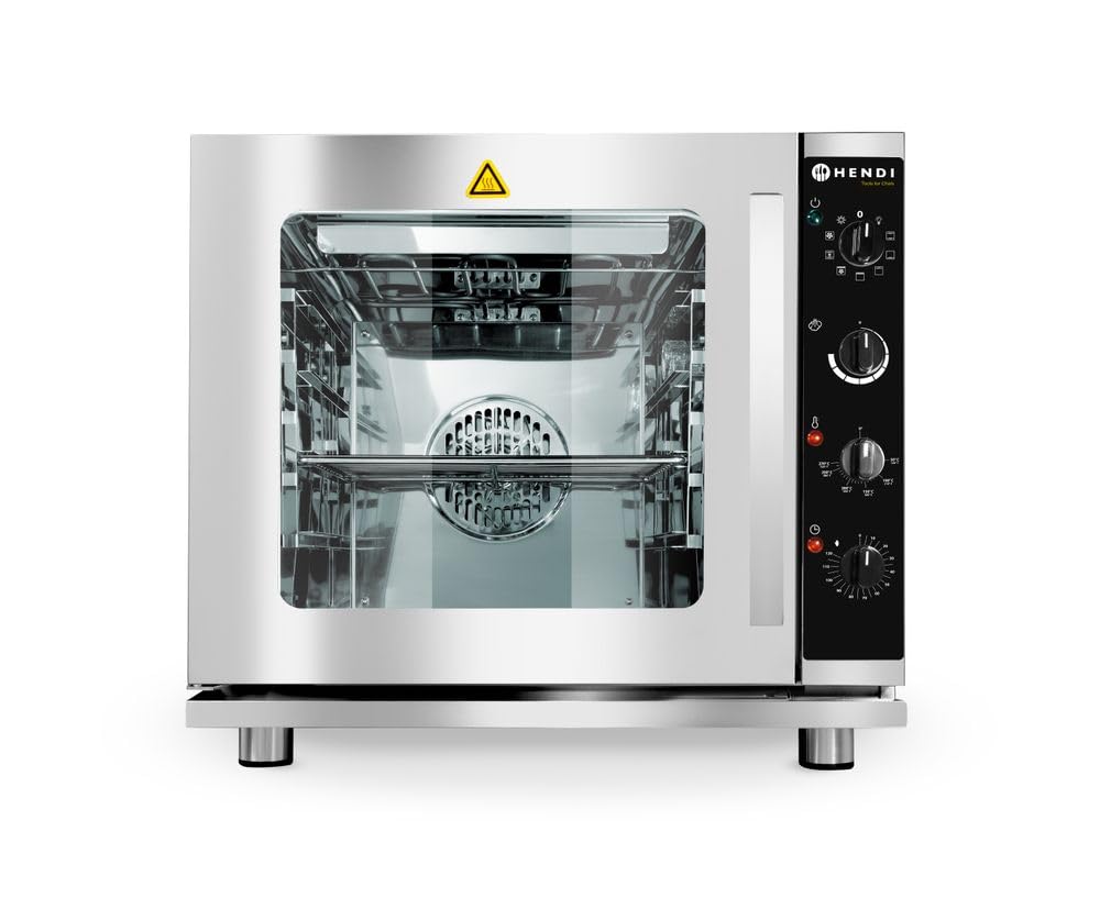 Électroménager et équipements HENDI | 230 V, 3000 W – 625x585 | 590 mm, Acier Inoxydable/Noir – Four à convection vapeur avec grill