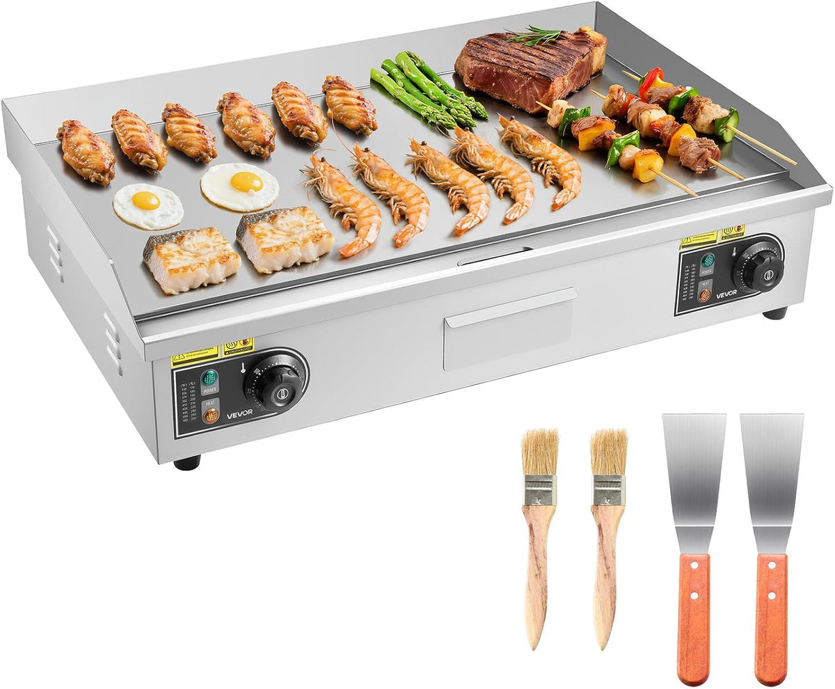 table de cuisson VEVOR | plaque de cuisson, YS-730-EU – 725x400 mm | 4400 W, Argent – Plancha Électrique Commerciale | Gril de Table