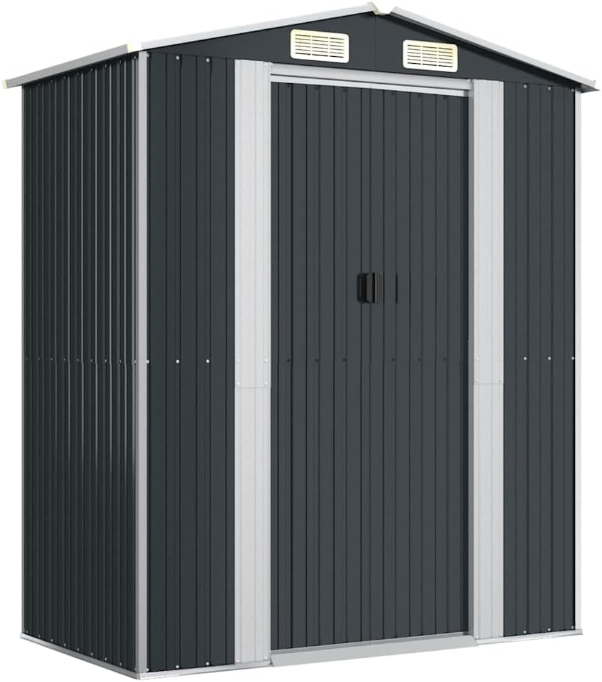 Abris de jardin vidaXL – 192x108x223 cm | Anthracite, Abri de Jardin Acier galvanisé – Rangement de Jardin pour Les Outils