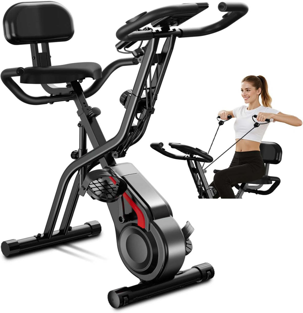 Cardio-training UMAY | Noir/Rouge, Velo d appartement pliable – 5-en-1 Velo appartement pliable