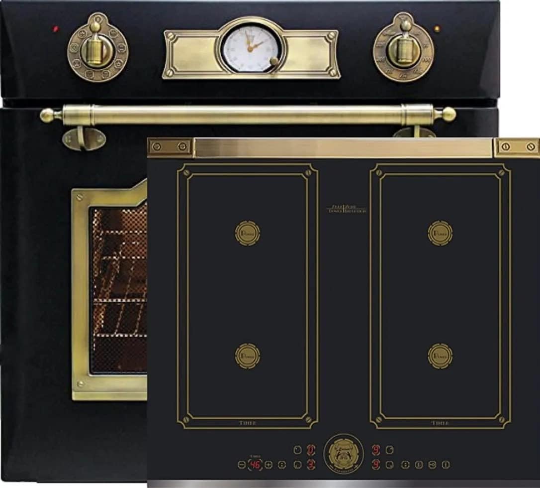 table de cuisson Kaiser | plaque de cuisson, EH 6355 Em – 60 cm | Noir/Or, Cuisinière-set Retro Four électrique +KCT 6745 FI AD à induction
