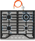 table de cuisson KLARSTEIN, 3.4 kW – 600x85x510 mm | Noir/Argent, Turbocast Plaque De Cuisson Gaz – 4 Brûleurs