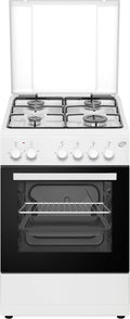 Cuisinières Daya – 50 x 50 cm | 48 litres, Blanc/Noir – Cuisine à gaz avec four électrique CG50FE | classe A, soupape de sécurité