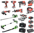 Kits d'outils Oxeo | 18 V, 4 Ah – 2 Ah | Rouge/Noir/Vert