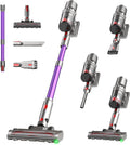 Hearten aspirateur balai sans fil, aspirateur sans fil – Violet/Gris/Rouge | 70000 Pa/70 Min, Ultra-Silencieux – Écran LED