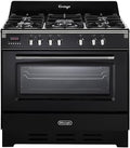 De'Longhi Cuisinières, 90 x 60 cm – noir brillant | Longhi MEM 965 NN Cuisinière à gaz 5 feux avec four électrique ventilé Noir