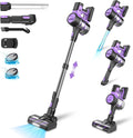 Yassol aspirateur balai sans fil, aspirateur sans fil – 45 kPa | Noir/Violet, Puissant – Batterie Amovible | Brosse Motorisée Anti-Emmêlement