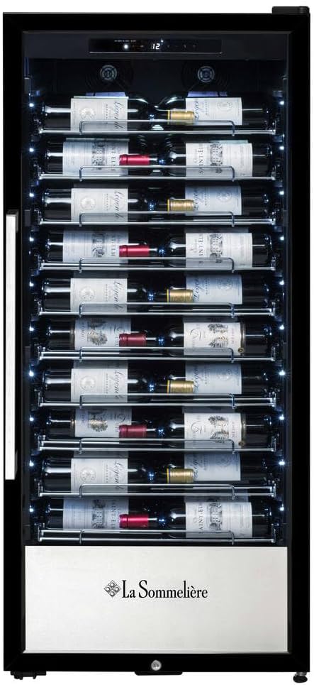 Caves à vin LA SOMMELIERE – Noir/Argent | Cave de vieillissement PRO110N 107 Bouteilles
