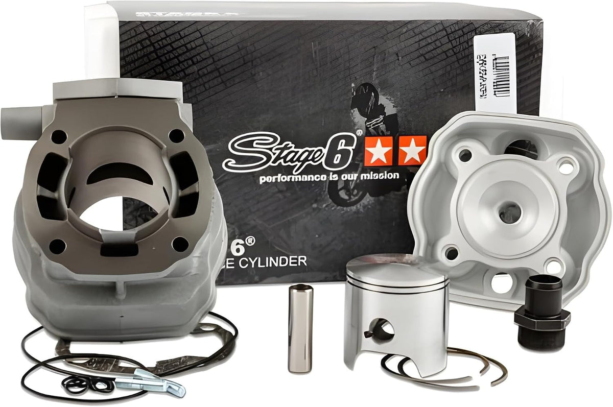 Culasses de cylindre Stage6 – Gris/Argent | Kit cylindre 88cc Streetrace en fonte pour Derbi Euro 2
