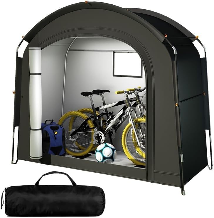 gresonic Abris de jardin, Noir – Tente de Rangement de vélo en Plein air | Couverture imperméable de pour Plusieurs vélos