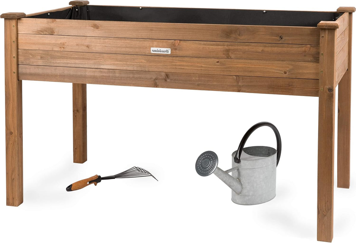 lit needs&wants, Brun – Grand carré Potager en Bois | Jardin surélevé sur Pieds XL