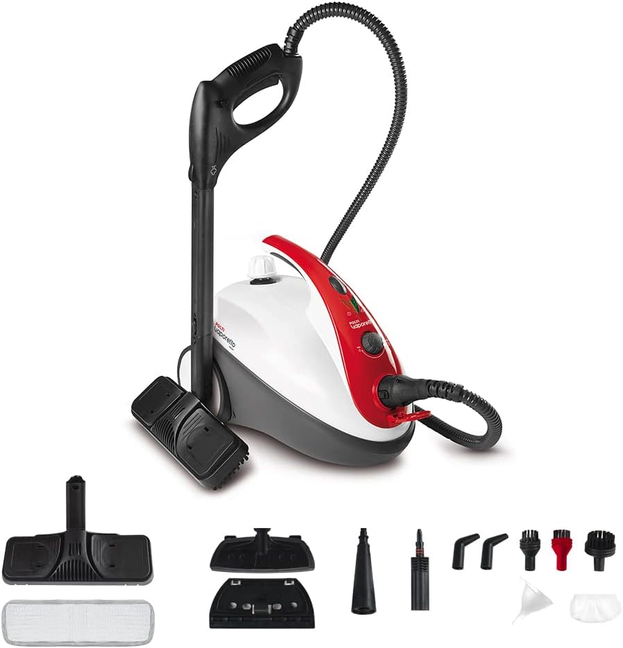nettoyeur vapeur Polti – 1,6 L | Rouge/Blanc/Noir, Vaporetto Smart 30 R avec Chaudière à Pression 3 Bars – Bouchon de Sécurité